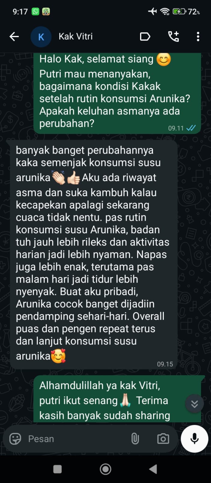 asma, badan rileks, aktivitas nyaman, napas enak, tidur nyenyak