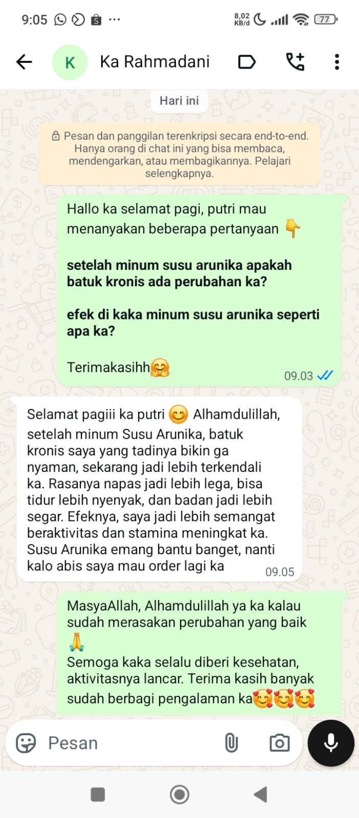 batuk kronis, napas lega, tidur nyenyak