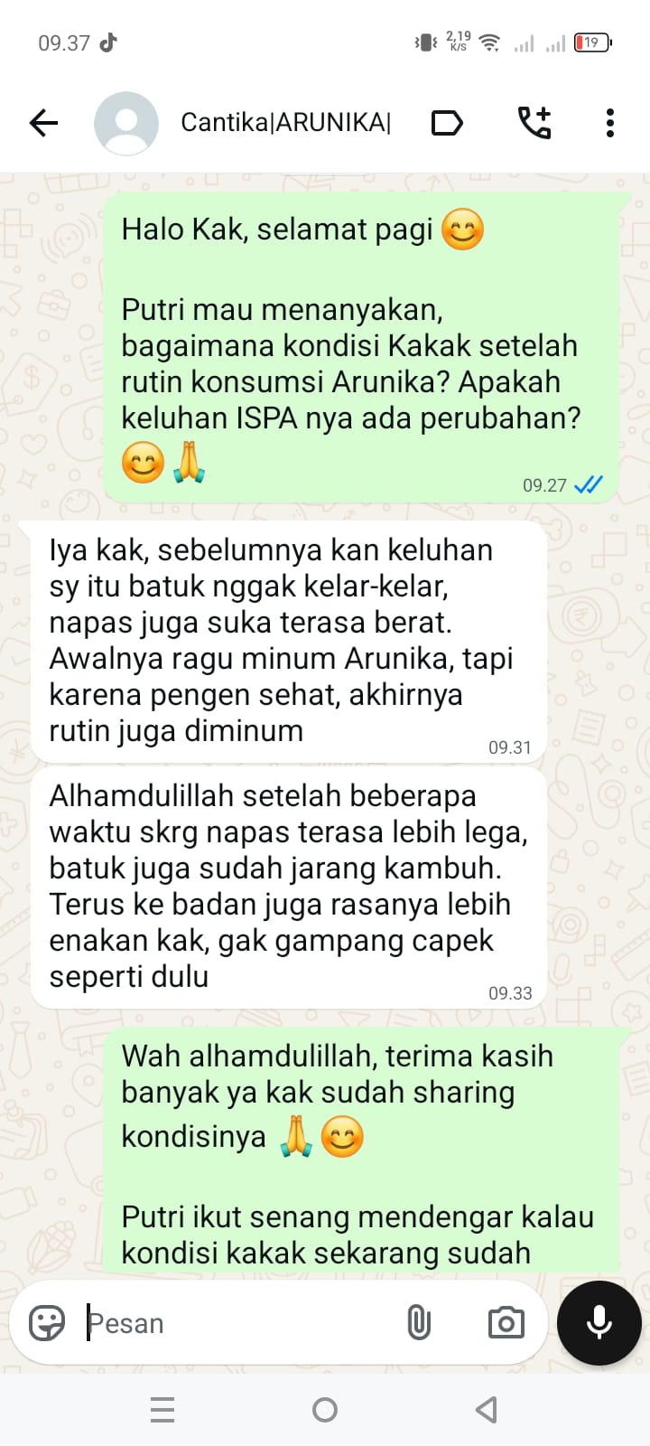 ispa, napas lega, batuk jarang kambuh, badan enak, ga gampang capek