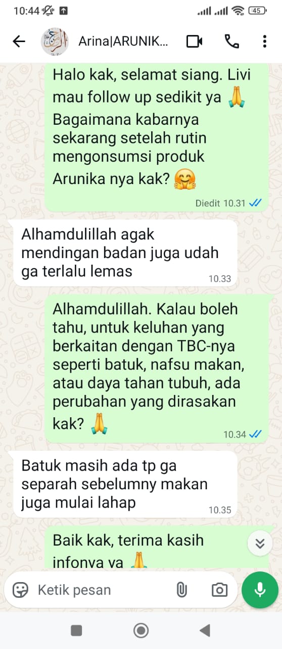 tbc, batuk ga separah, nafsu makan naik